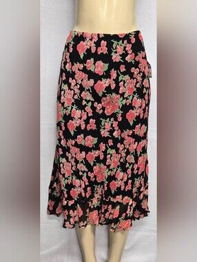 JM Collections 18 Floral Skirt Ruffle Midi Elastic Waist Rayon India